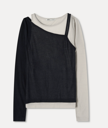MIXXO -  Cutout Layered Long Sleeve T-Shirt