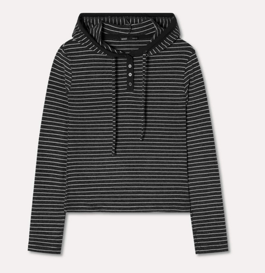 MIXXO -  Striped Hooded Long Sleeve T-Shirt