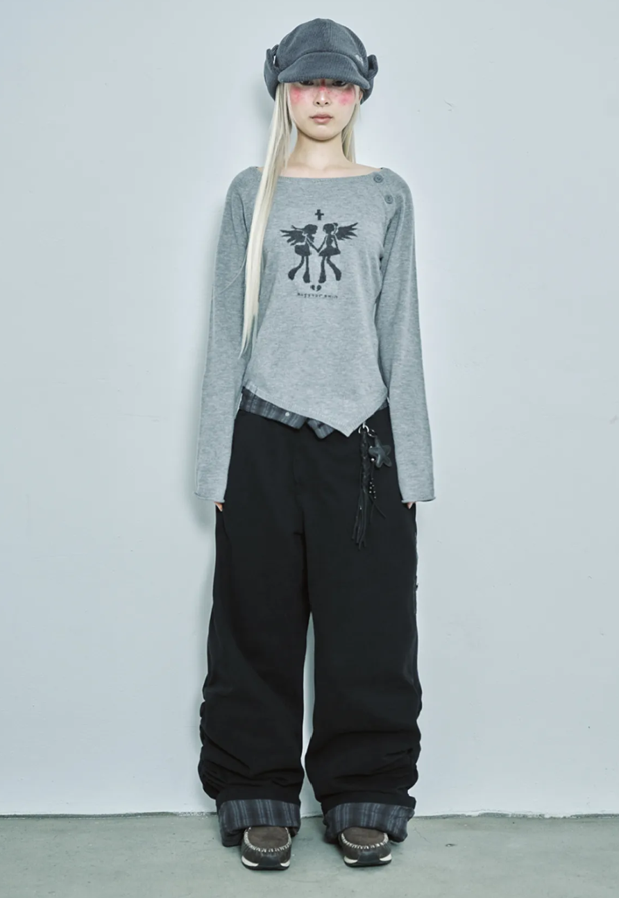 HUG YOUR SKIN Fallen Angel Button Knit Top