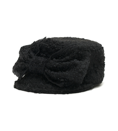 [Aespa Winter Worn] Awesome Needs Bellboy Cap Ribbon_Wool Black