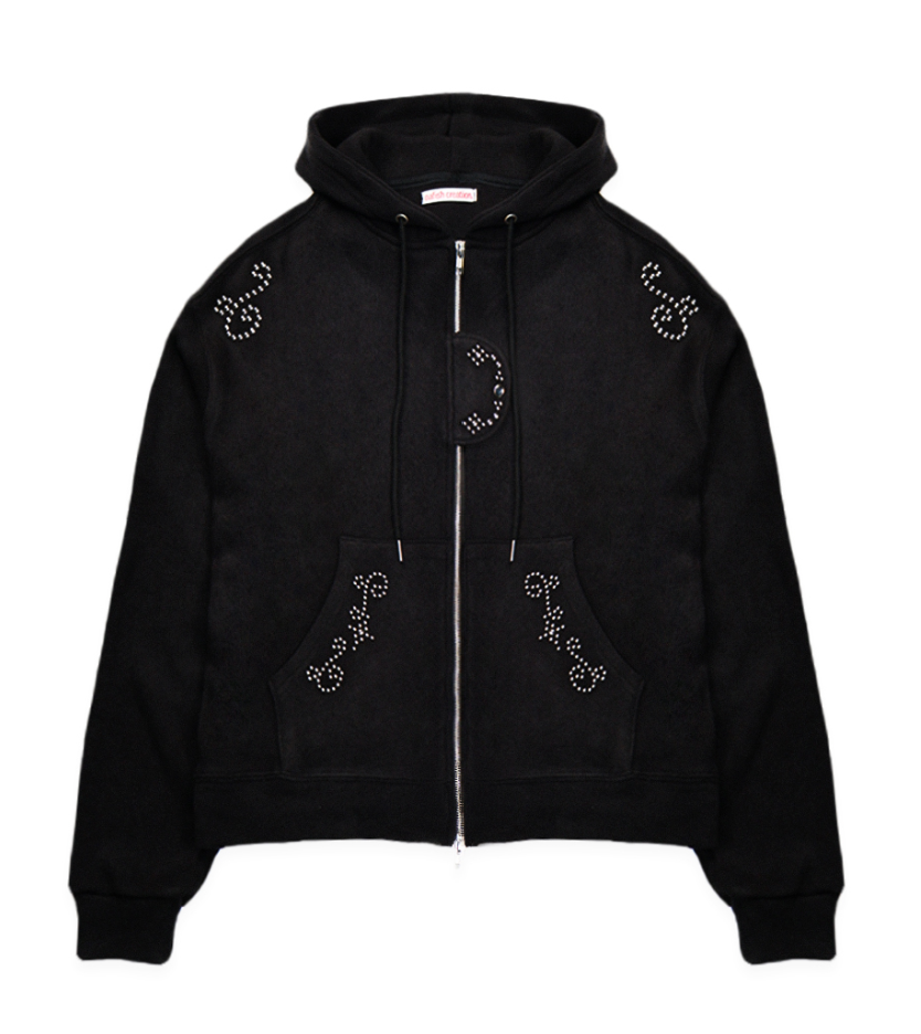 [Illit Iroha Worn] Oafish Studded Two-Way Hoodie Zip Up
