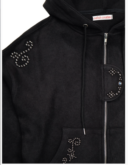 [Illit Iroha Worn] Oafish Studded Two-Way Hoodie Zip Up