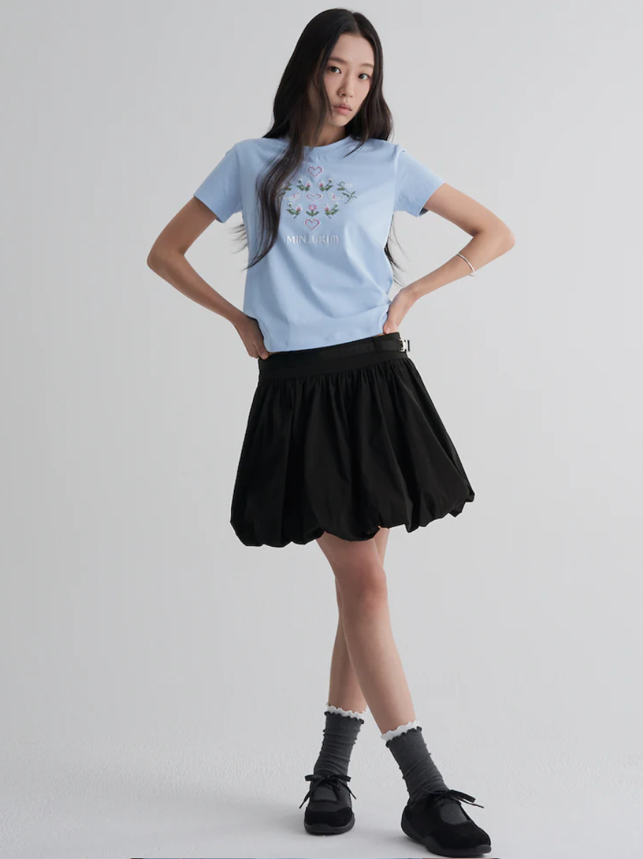 [Ive Liz Worn] 8 Seconds X Minju Kim Black Volume Mini Skirt