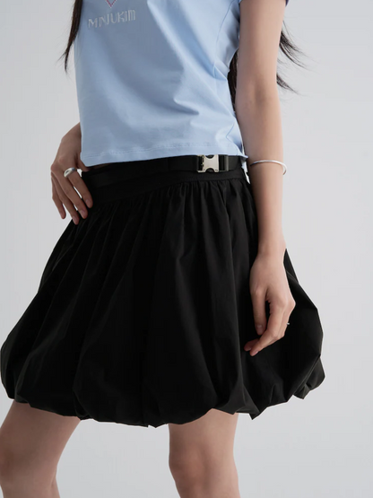 [Ive Liz Worn] 8 Seconds X Minju Kim Black Volume Mini Skirt