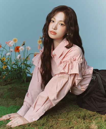 [Ive Liz Worn] 8 Seconds X Minju Kim Frill Long Sleeve Shirt Light Pink