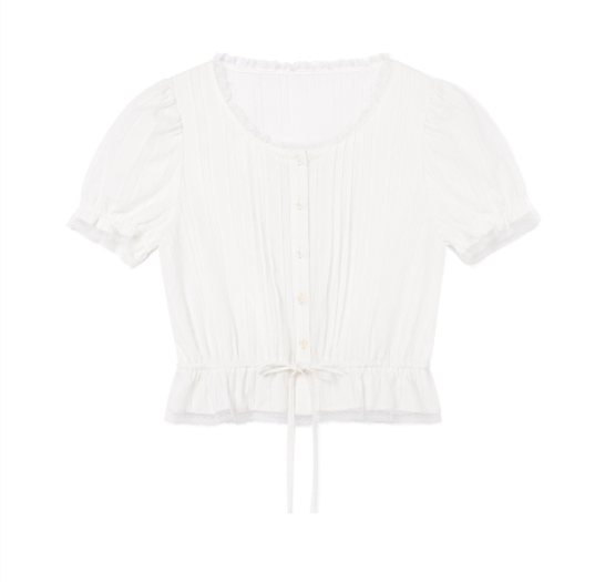 [IVE Jang Wonyoung's Pick] RolaRola - FRILL SHIRRING BLOUSE
