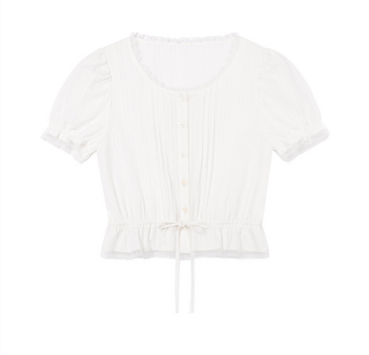 [IVE Jang Wonyoung's Pick] RolaRola - FRILL SHIRRING BLOUSE