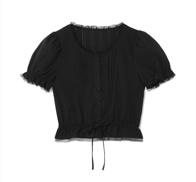 [IVE Jang Wonyoung's Pick] RolaRola - FRILL SHIRRING BLOUSE