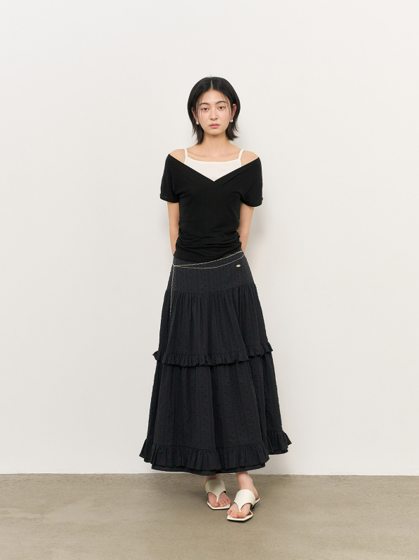 GENERAL IDEA - WOMAN Frill Tiered Long Skirt