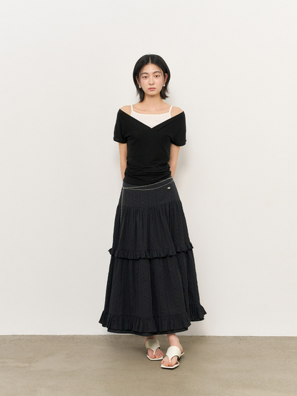 GENERAL IDEA - WOMAN Frill Tiered Long Skirt