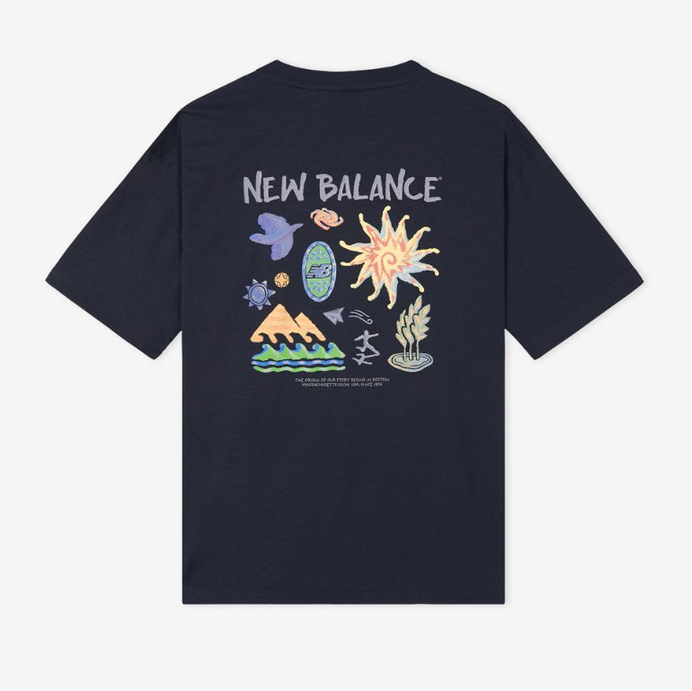 [IU Pick] New Balance UNI Sunny Rainy Illustration Short Sleeve T-Shirt (Semi-Overfit)