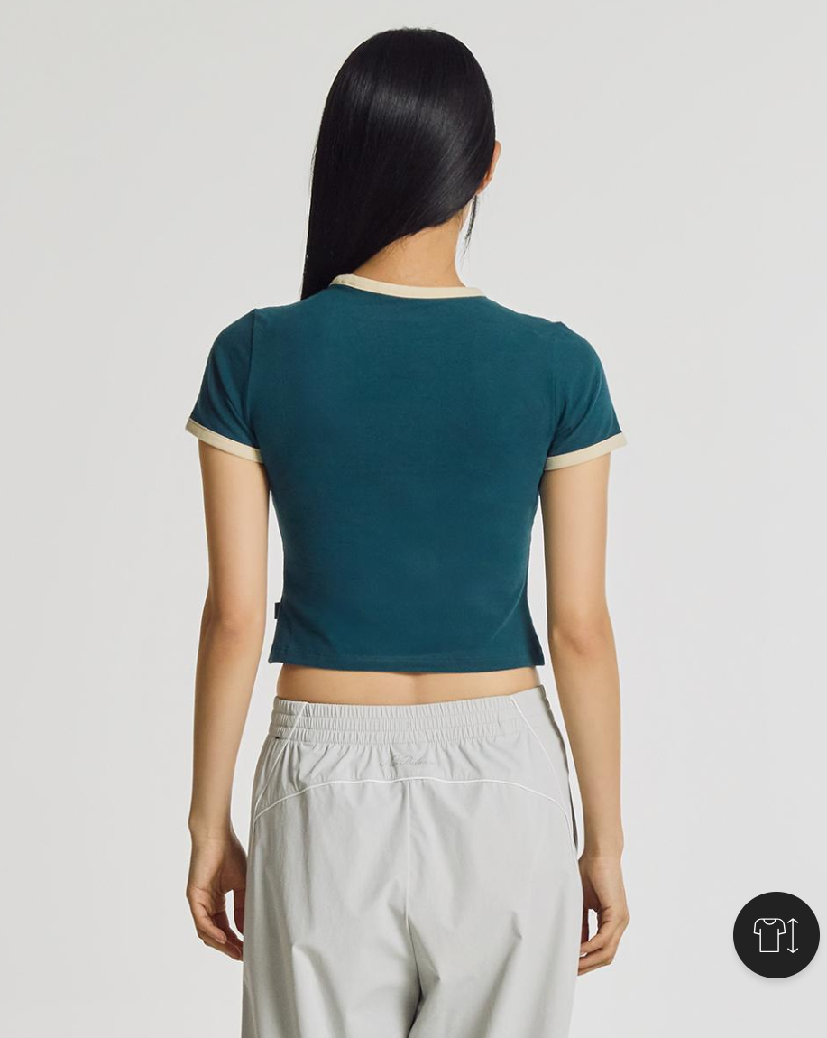 [IU Worn] New Balance Women Linear Heritage Ringer Tee (Slim Fit)_Green