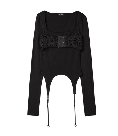 [Aespa Winter Worn] Hilda Garter Bustier Top_ Black