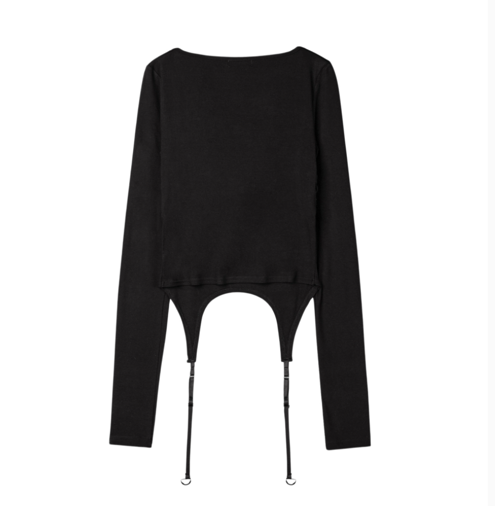 [Aespa Winter Worn] Hilda Garter Bustier Top_ Black