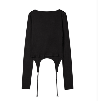 [Aespa Winter Worn] Hilda Garter Bustier Top_ Black