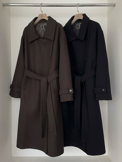 RIRINCO - Revond High-Neck Strap Long Coat (Quilted Lining)