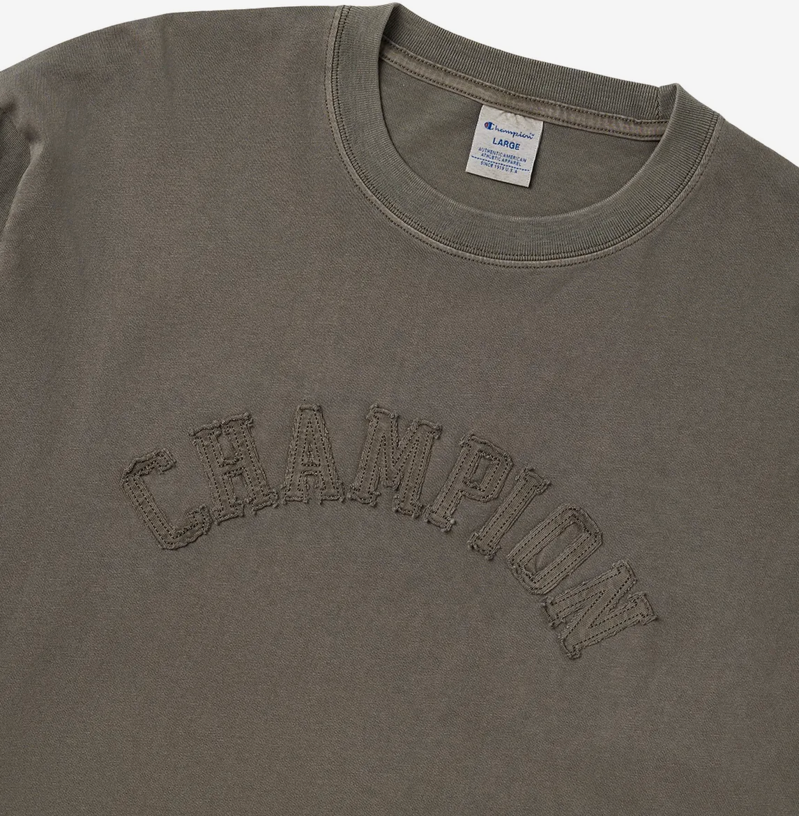 BTS V TAEHYUNG x CHAMPION Arch Logo Loose Fit Applique Long Sleeve T-shirt Brown