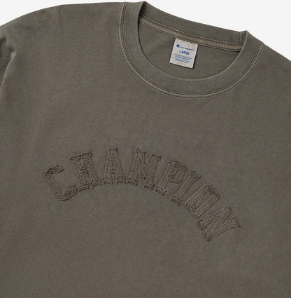 BTS V TAEHYUNG x CHAMPION Arch Logo Loose Fit Applique Long Sleeve T-shirt Brown