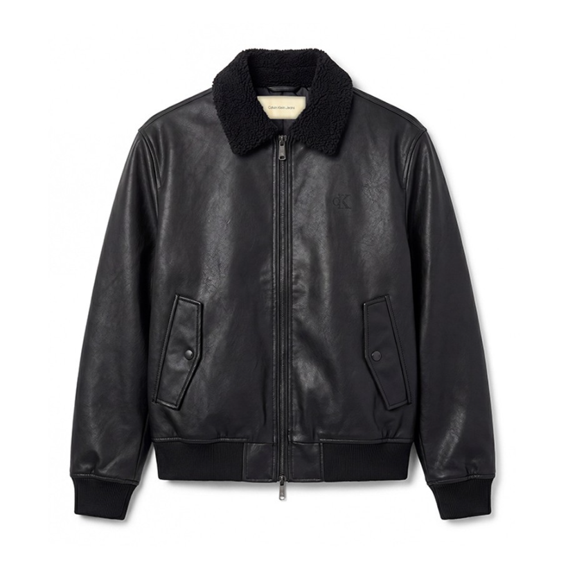 [BTS Jungkook Pick] CALVIN KLEIN Faux Leather Sherpa Bomber Jacket