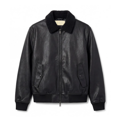 [BTS Jungkook Pick] CALVIN KLEIN Faux Leather Sherpa Bomber Jacket