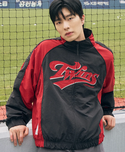 [LG Twins x 1993 Studio] Retro Color Block Nylon Dugout Jacket (Black)