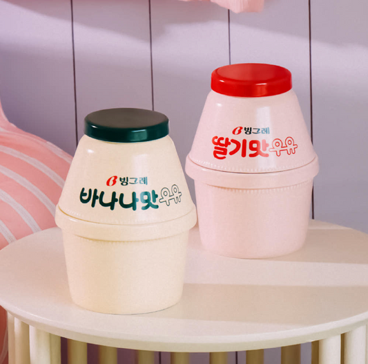 Yido Onhwa - Binggrae Banana/Strawberry Flavored Milk Ceramic Single Dinnerware Set
