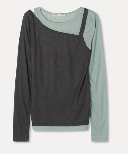 MIXXO -  Cutout Layered Long Sleeve T-Shirt