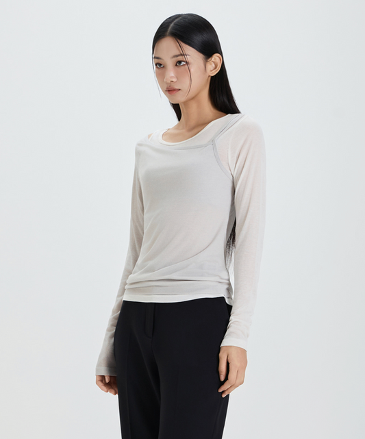 MIXXO -  Cutout Layered Long Sleeve T-Shirt