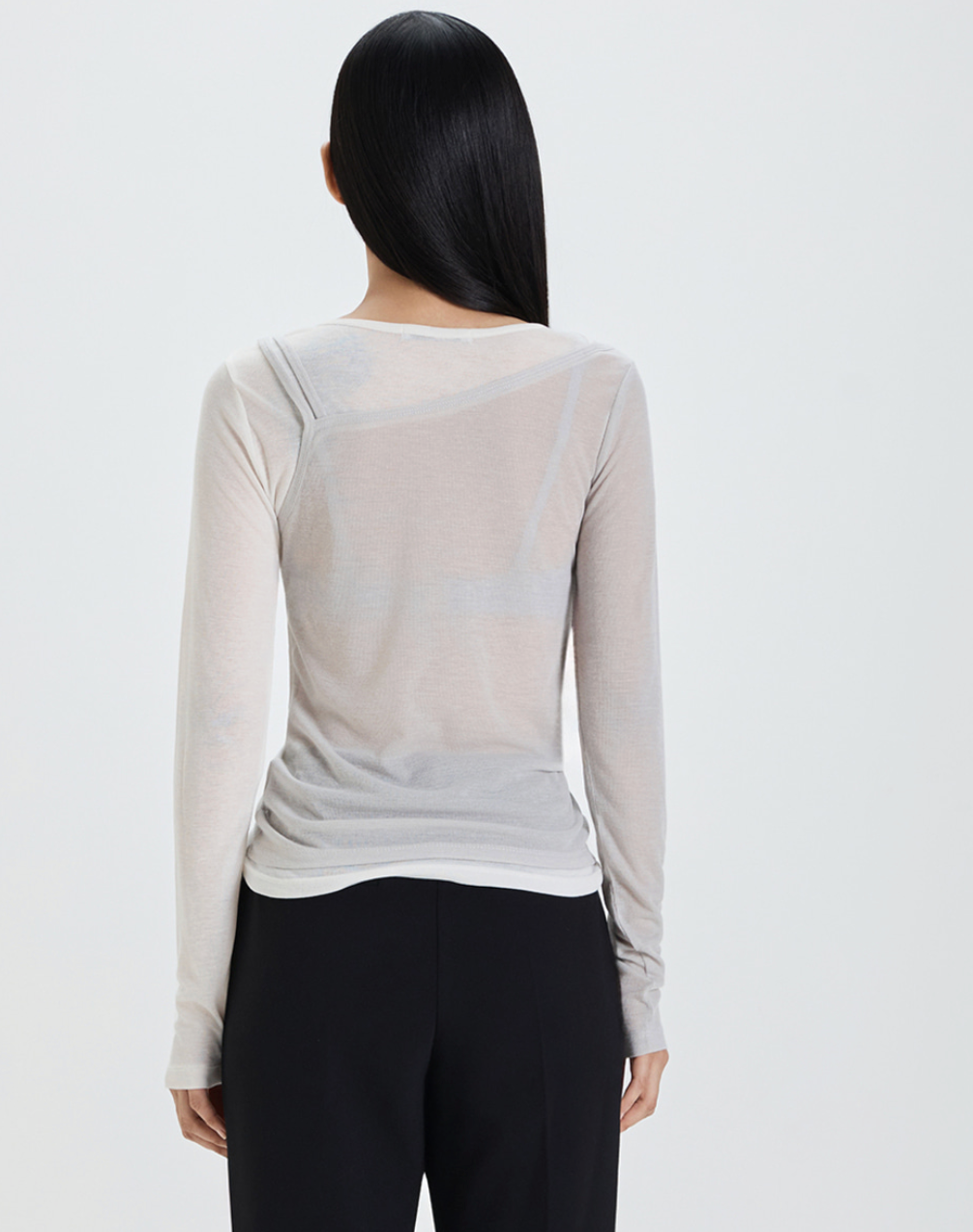 MIXXO -  Cutout Layered Long Sleeve T-Shirt