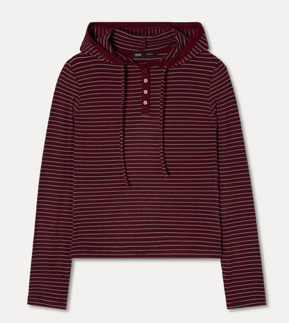 MIXXO -  Striped Hooded Long Sleeve T-Shirt