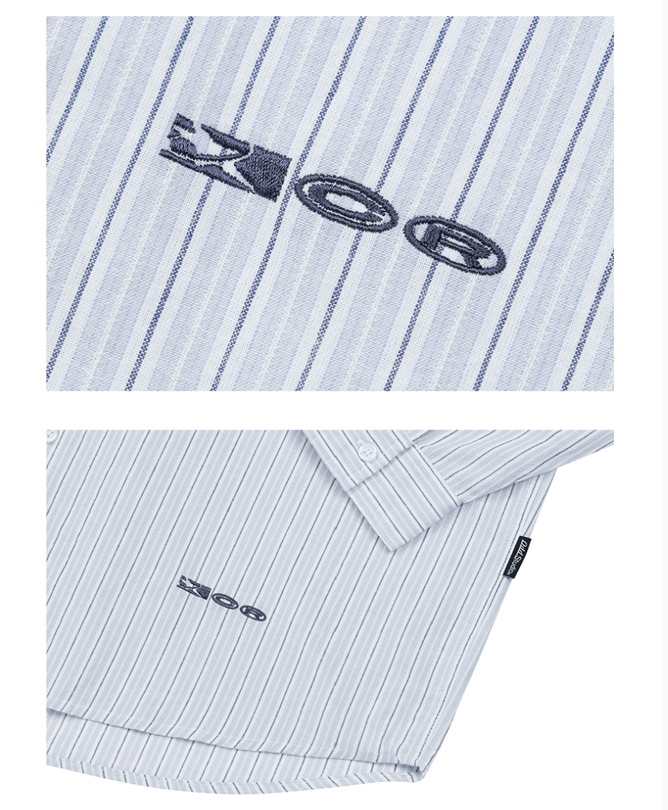 [Enhypen Sunghoon Worn] ODD STUDIO Cross Graphic Stripe Overfit Shirt Blue