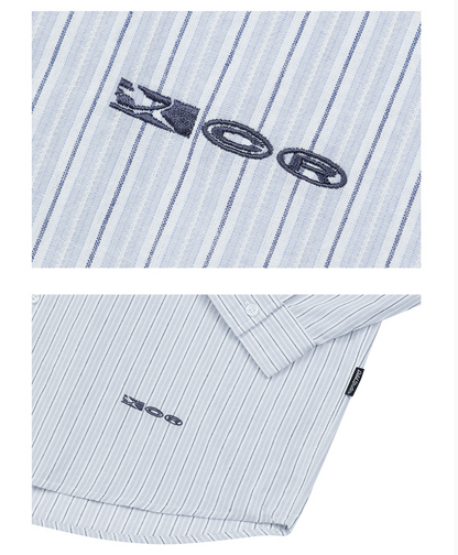 [Enhypen Sunghoon Worn] ODD STUDIO Cross Graphic Stripe Overfit Shirt Blue