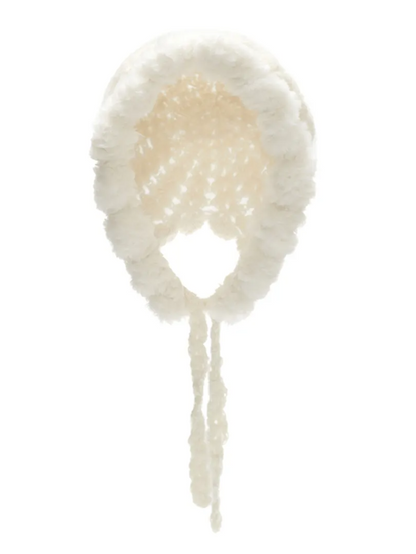 [Illit Iroha Worn] Handicraft Knit Bonnet Hat_Cream
