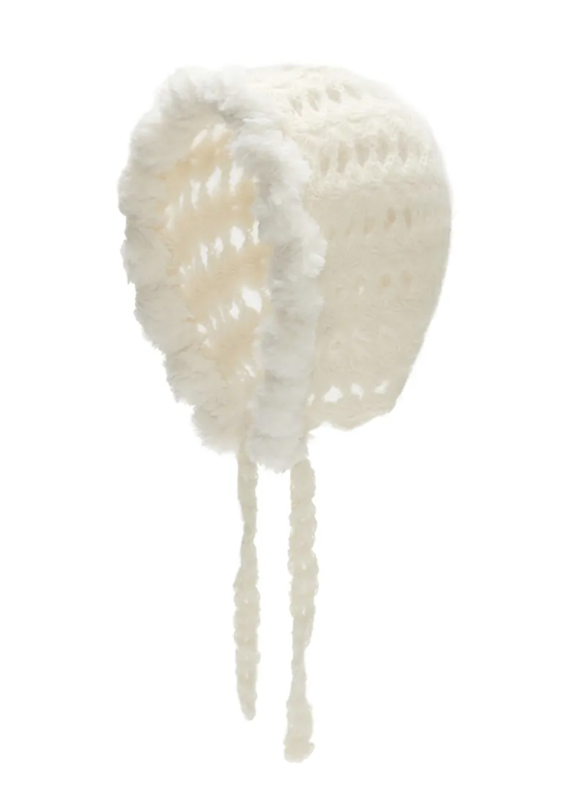[Illit Iroha Worn] Handicraft Knit Bonnet Hat_Cream