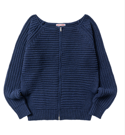 [Hearts2Hearts Jiwoo Worn] Oafish Off Shoulder Knit Zip-Up