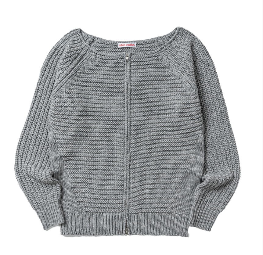 [Hearts2Hearts Jiwoo Worn] Oafish Off Shoulder Knit Zip-Up