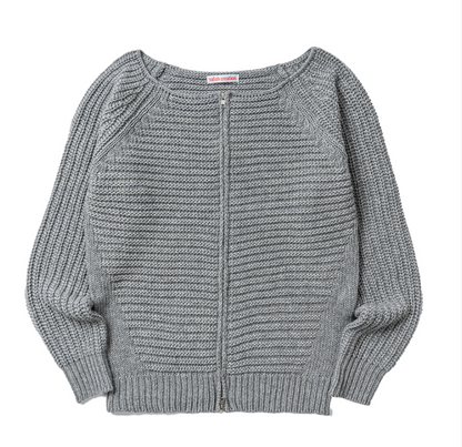 [Hearts2Hearts Jiwoo Worn] Oafish Off Shoulder Knit Zip-Up