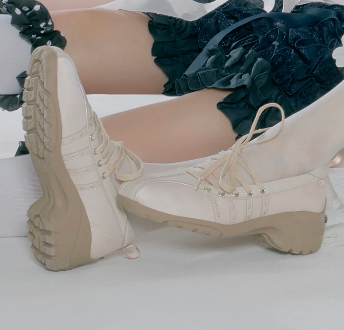 ILLIT x ROCKFISH WEATHERWEAR -  BLISS HEEL LACEUP SNEAKERS