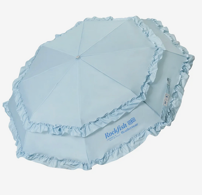 ILLIT x ROCKFISH WEATHERWEAR -  SHORT FRILLED UMBRELLA - SKY BLUE