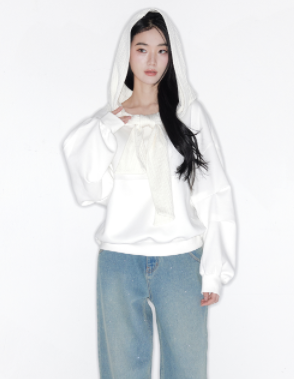 THETIS - TWO-WAY RIBBON OFF SHOULDER HOODIE (SPRING VER.)