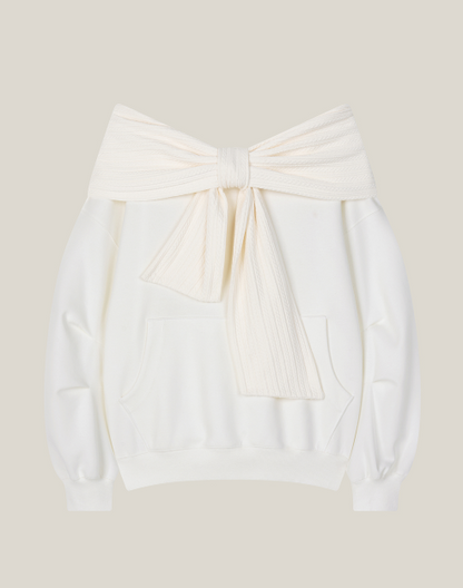 THETIS - TWO-WAY RIBBON OFF SHOULDER HOODIE (SPRING VER.)