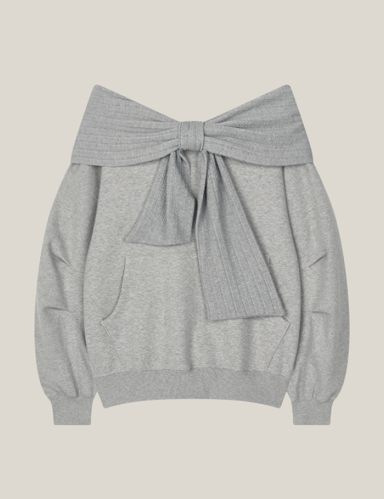 THETIS - TWO-WAY RIBBON OFF SHOULDER HOODIE (SPRING VER.)