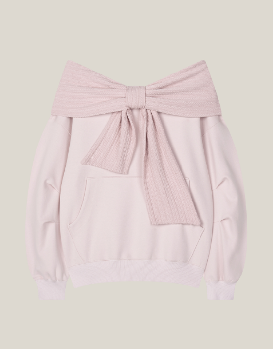 THETIS - TWO-WAY RIBBON OFF SHOULDER HOODIE (SPRING VER.)