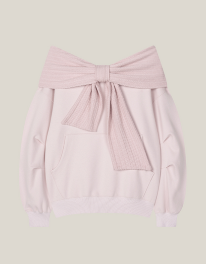 THETIS - TWO-WAY RIBBON OFF SHOULDER HOODIE (SPRING VER.)