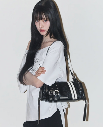[Single Inferno's S5] Kim Go-eun's Pick] ILLIGO Line Buckle Cylinder Bag Black
