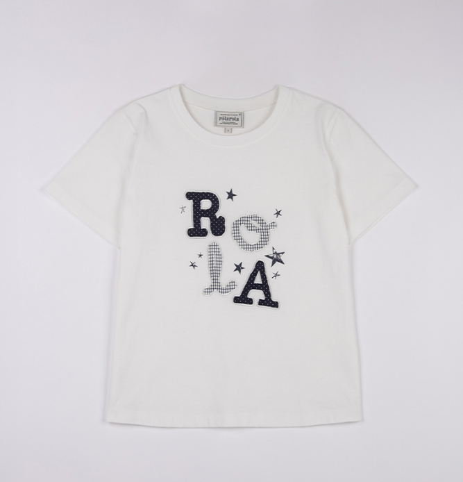 [Ive Wonyoung Worn] Rola Rola Lettering Patchwork T-Shirt