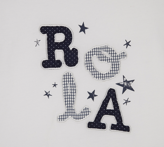 [Ive Wonyoung Worn] Rola Rola Lettering Patchwork T-Shirt