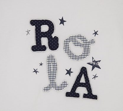 [Ive Wonyoung Worn] Rola Rola Lettering Patchwork T-Shirt