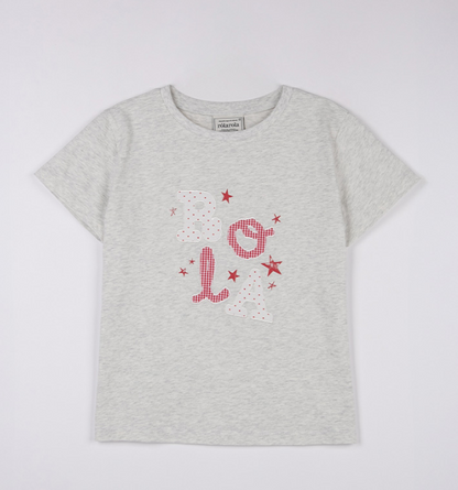 [Ive Wonyoung Worn] Rola Rola Lettering Patchwork T-Shirt