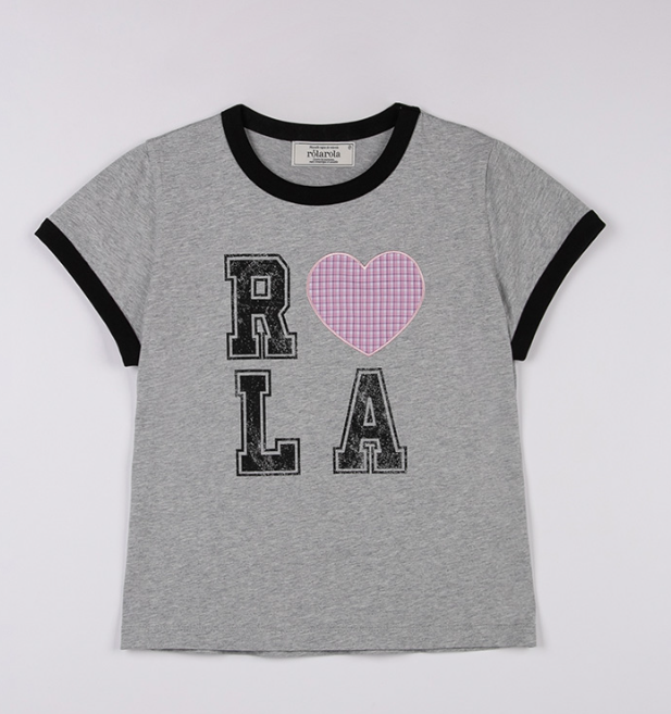 [Ive Wonyoung Worn] Rola Rola I love Rola Patchwork Ringer T-Shirt
